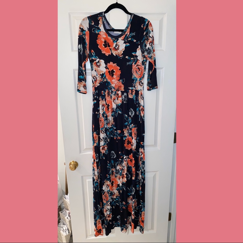 Navy floral maxi dress